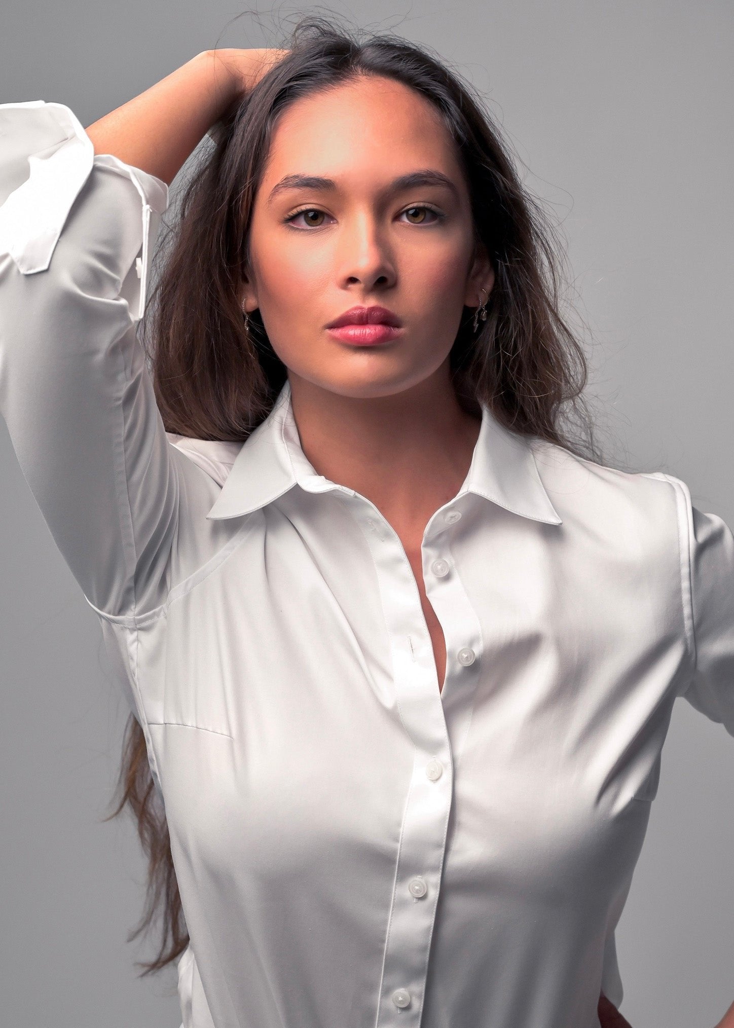 Non-iron cotton bodysuit for women