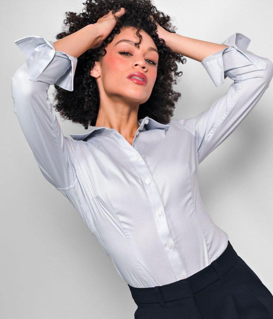 Non-iron office bodysuit for women