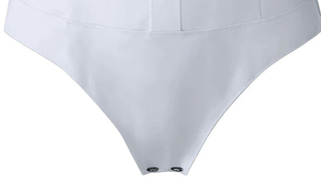 Grey Pinpoint Oxford Slim Fit Women's Button Up Bodysuit –