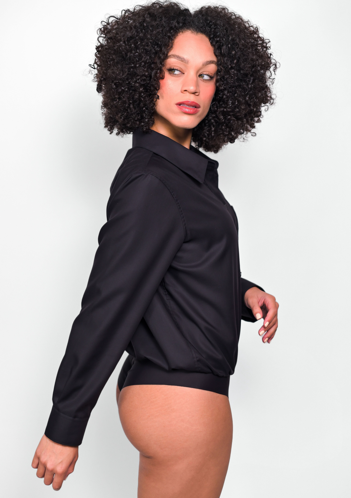 Charcoal Black Bodysuit, Twill Relaxed Fit